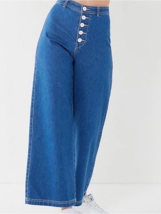 BDG Denim - BDG URBAN OUTFITTERS High-Waist Wide Leg Blue Jeans Exposed Button Fly